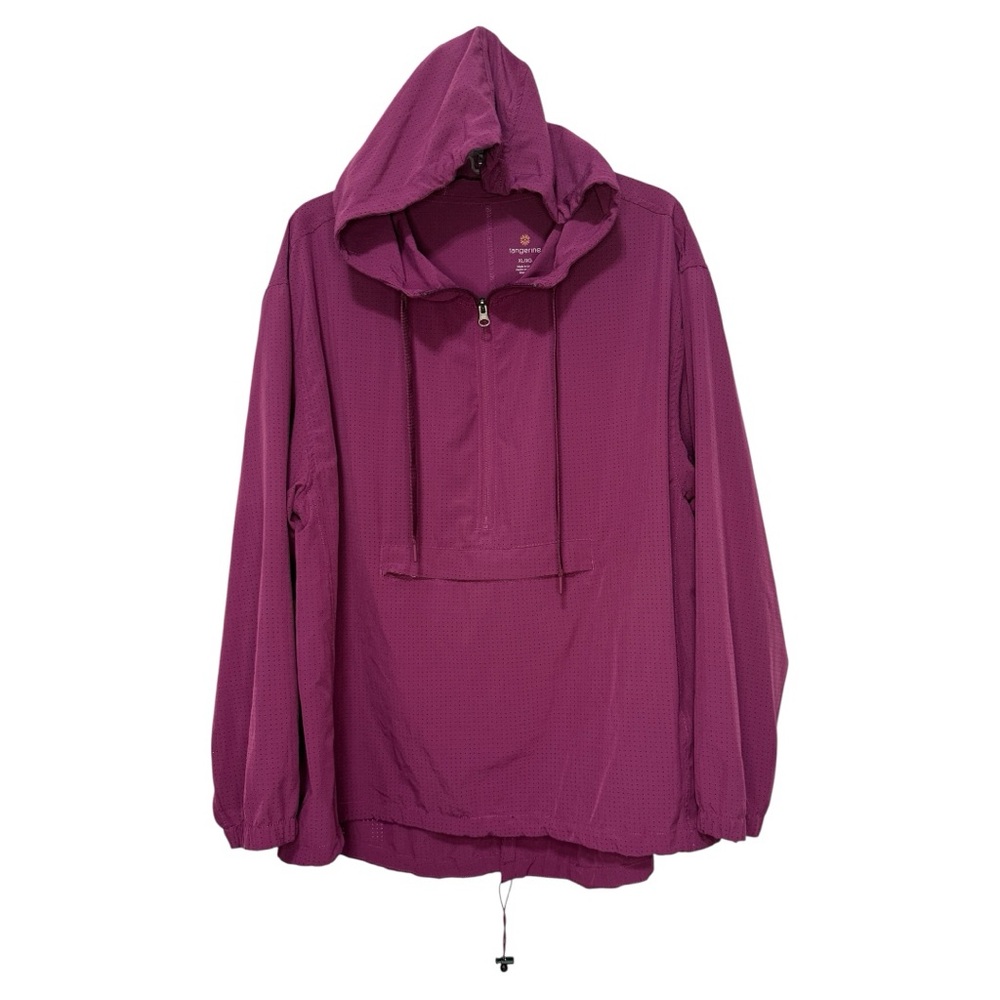 Tangerine Perforated Pullover Hoodie Wineberry XL 1/2 Zip Drawstring Athletic